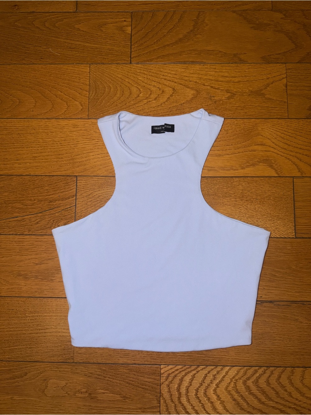 naked wardrobe Ribbed High Neck Cutout Crop Top